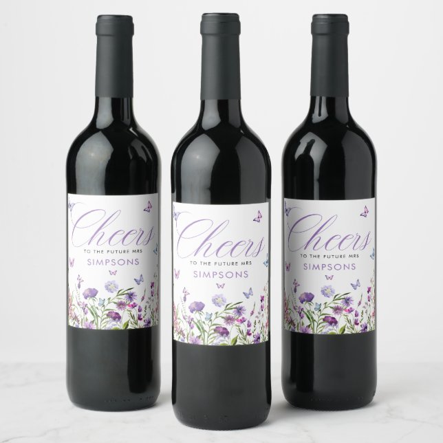 Étiquette Pour Bouteilles De Vin Fête des mariées de papillons moderne (Bouteilles)