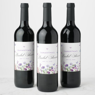 Étiquette Pour Bouteilles De Vin Fête des mariées de papillons moderne Affiche de b