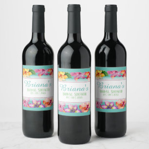 Étiquette Pour Bouteilles De Vin Fête des mariées d'Hibiscus tropical