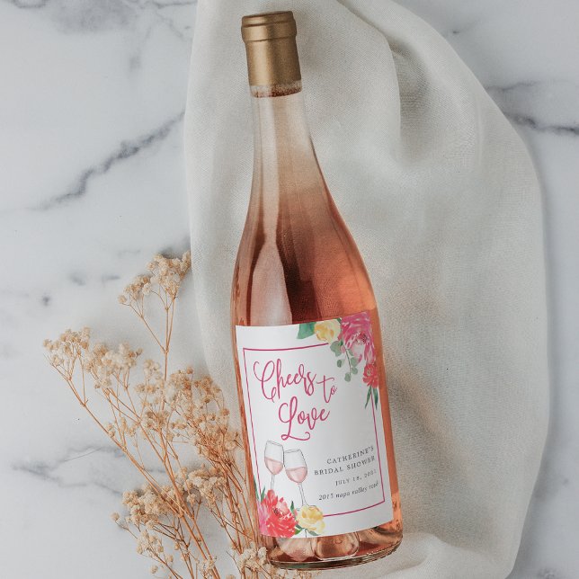 Étiquette Pour Bouteilles De Vin Fête des mariées du jardin rosé (Créateur téléchargé)