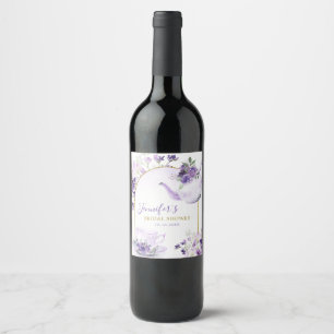 Étiquette Pour Bouteilles De Vin Fête des mariées Florale violet Étiquette de boute