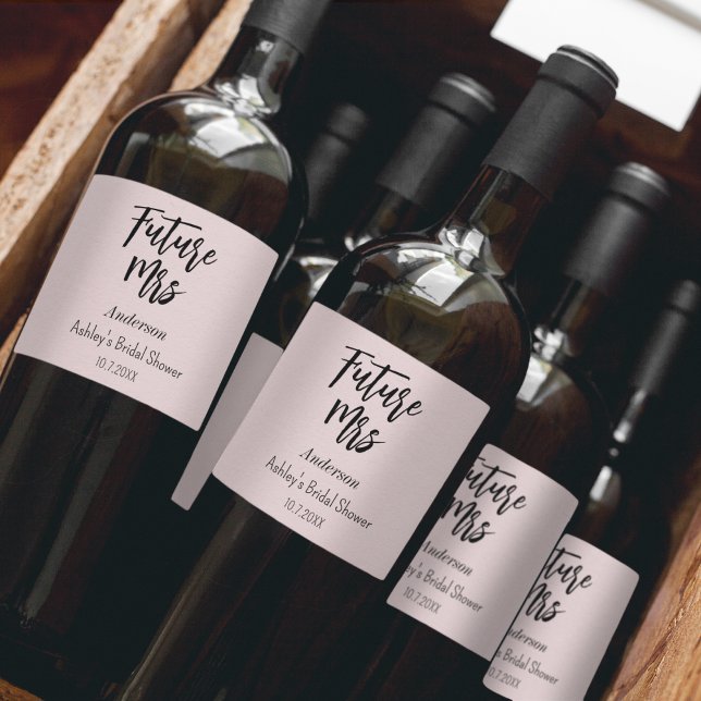 Étiquette Pour Bouteilles De Vin Fête des mariées Futur Mme Blush Pink (Créateur téléchargé)