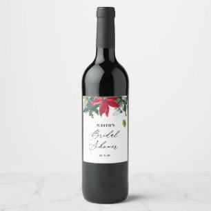 Étiquette Pour Bouteilles De Vin Fête des mariées Poinsettia d'hiver