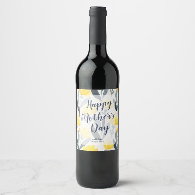 Étiquette Pour Bouteilles De Vin Fête des mères personnalisées (Devant)