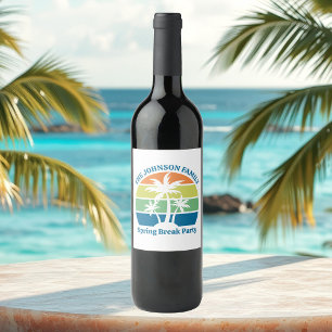 Étiquette Pour Bouteilles De Vin Fête des palmiers de l'île tropicale personnalisab