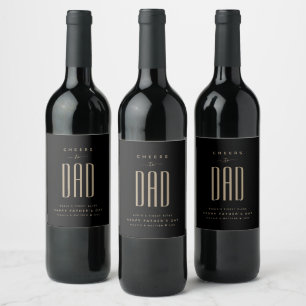 Étiquette Pour Bouteilles De Vin Fête des pères moderne Black & Gold "Cheval to Dad