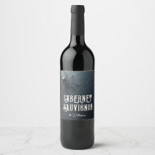 Étiquette Pour Bouteilles De Vin Fête d'Halloween d'araignée noire effrayante et to