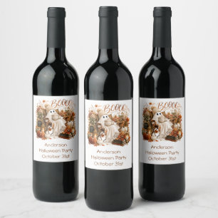 Étiquette Pour Bouteilles De Vin Fête d'Halloween de fantôme d'automne personnalisé