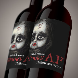 Étiquette Pour Bouteilles De Vin Fête d'Halloween Éffrayante AF personnalisée