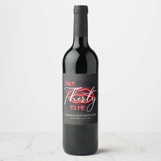 Étiquette Pour Bouteilles De Vin Fête du 30e anniversaire du rouge moderne (Devant)