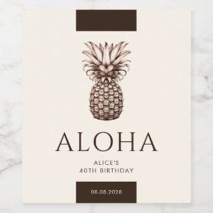 Étiquette Pour Bouteilles De Vin Fête tropicale Aloha avec un ananas vintage