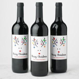 Étiquette Pour Bouteilles De Vin Fêtes modernes Noël de rennes fantaisie
