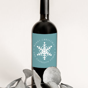 Étiquette Pour Bouteilles De Vin Feu de neige moderne Blue Frost Holiday