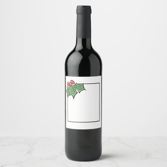 Étiquette Pour Bouteilles De Vin Feuilles creux et baies | Accueil vacances (Devant)