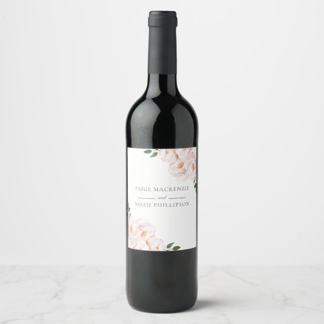 Étiquette Pour Bouteilles De Vin Fiançailles Mariage moderne élégant rose pâle (Devant)