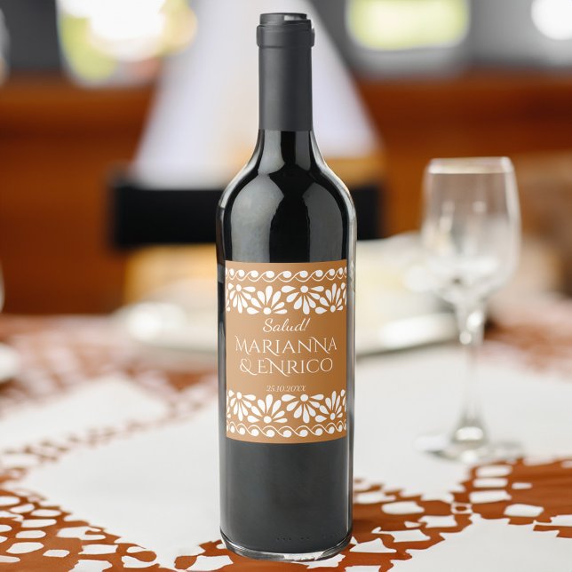 Étiquette Pour Bouteilles De Vin Fiesta mexicaine Talavera en terre cuite monogramm (Talavera terracotta Mexican fiesta monogrammed Wine Labels personalized wine labels)