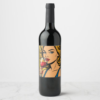 Étiquette Pour Bouteilles De Vin fille au vin