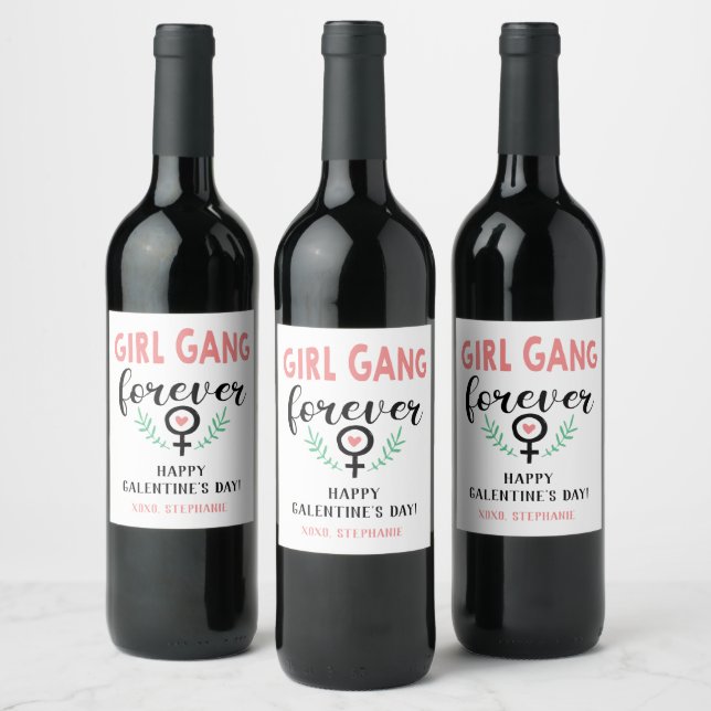 Étiquette Pour Bouteilles De Vin Fille Gang pour la Saint-Galentin (Bouteilles)