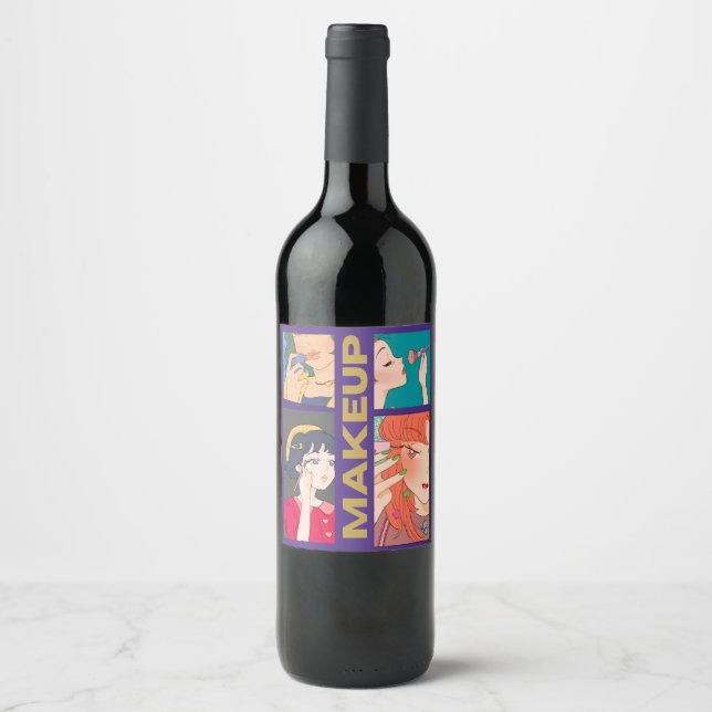 ÉTIQUETTE POUR BOUTEILLES DE VIN FILLES MAKEUP (Devant)