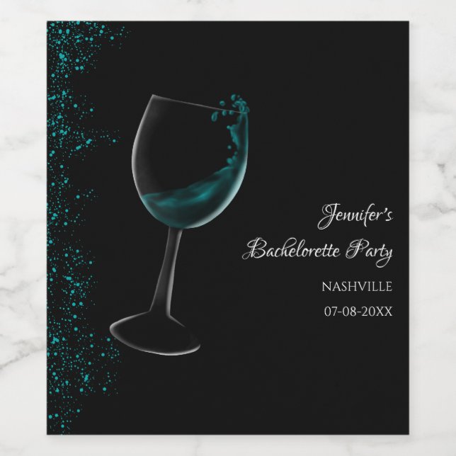 Étiquette Pour Bouteilles De Vin Filles week-end mocktail bachelorette fête bleu (Étiquettes simples)