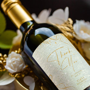 Étiquette Pour Bouteilles De Vin Fine Lines Gold Abstrait Mariage V1 Sage ID867