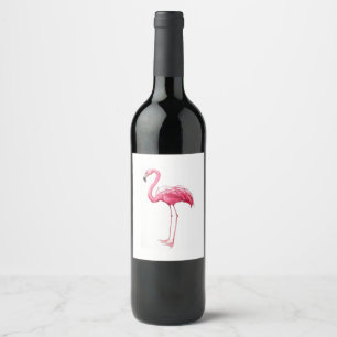 Étiquette Pour Bouteilles De Vin Flamant rose rose