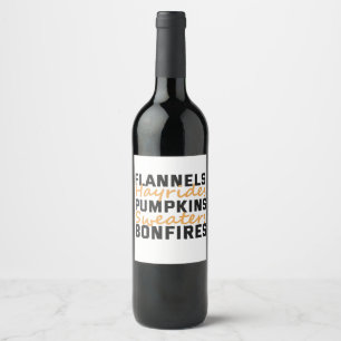 Étiquette Pour Bouteilles De Vin Flannels Hayrides Chandails Citrouille & Bonfires
