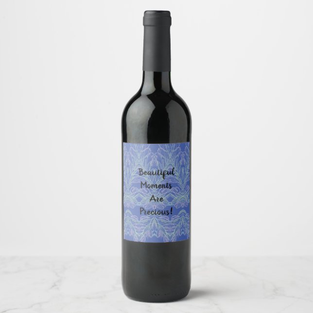 Étiquette Pour Bouteilles De Vin Flèches douces Bleu Beaux moments (Devant)