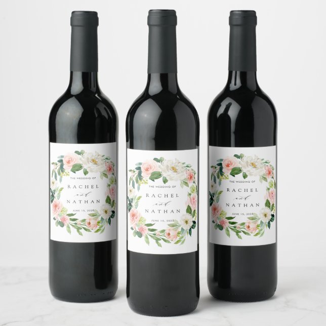 Étiquette Pour Bouteilles De Vin Fleur blanche florale brillante (Bouteilles)