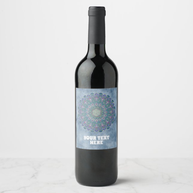 Étiquette Pour Bouteilles De Vin Fleur De Vie - Mandala India Style 1 (Devant)