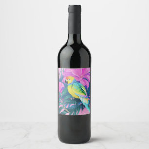 Étiquette Pour Bouteilles De Vin Fleur/Haïen/Tropical/perroquet 