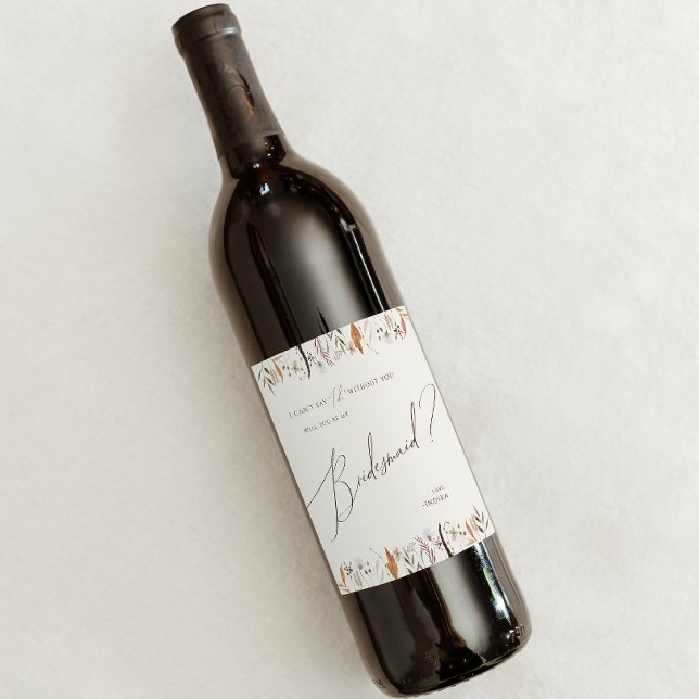Étiquette Pour Bouteilles De Vin Fleur sauvage d'automne Boho | Proposition d'une s (Créateur téléchargé)