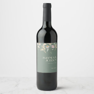 Étiquette Pour Bouteilles De Vin Fleur sauvage Sage Deco Mariage Étiquette Vin