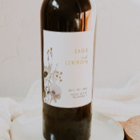 Fleur sauvage Whimsical Mariage Étiquette de vin