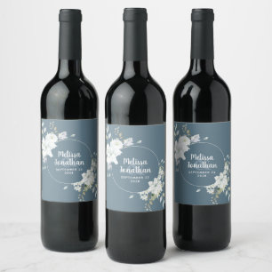Étiquette Pour Bouteilles De Vin Fleurs blanches aquarelle romantique mariage sur m