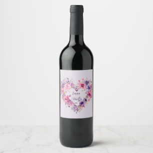 Étiquette Pour Bouteilles De Vin Fleurs d'amour   Noms personnalisés  