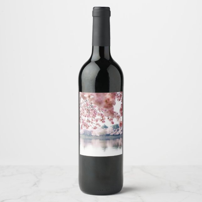 Étiquette Pour Bouteilles De Vin Fleurs de cerisiers (Devant)