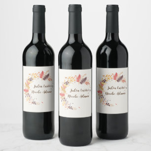 Étiquette Pour Bouteilles De Vin Fleurs de forêt sauvage Fougères Champignons Feuil