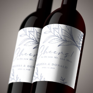 Étiquette Pour Bouteilles De Vin Fleurs de Pervenche Mariage Bohème
