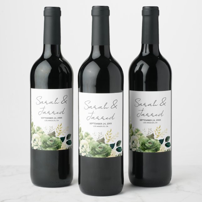 Étiquette Pour Bouteilles De Vin Fleurs Et Mariage De Verdure (Bouteilles)