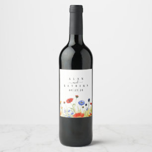 Étiquette Pour Bouteilles De Vin Fleurs sauvages de prairie printanière