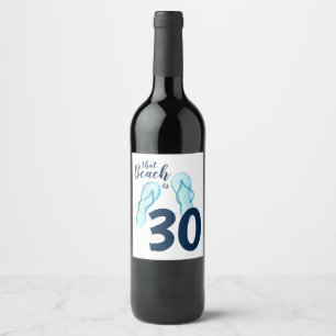 Étiquette Pour Bouteilles De Vin Flip Flops Beach Party 30e anniversaire