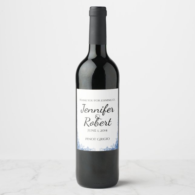 Étiquette Pour Bouteilles De Vin Flocons de neige bleus sur l'étiquette de vin de M (Devant)
