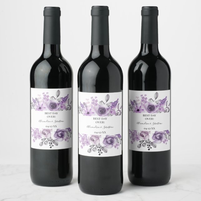 Étiquette Pour Bouteilles De Vin Floral Fête des mariées Couples Mariage (Bouteilles)