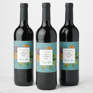 Étiquette Pour Bouteilles De Vin Floral moderne coloré