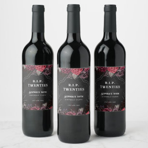 Étiquette Pour Bouteilles De Vin Floral RIP 20s 30e anniversaire Étiquette de vin