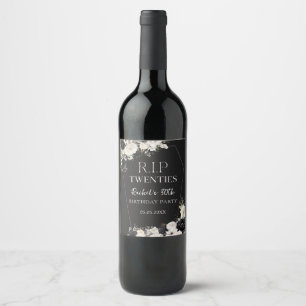 Étiquette Pour Bouteilles De Vin Floral Rip 20s 30e anniversaire fête