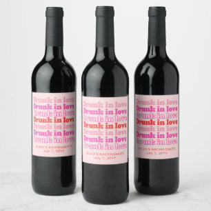 Étiquette Pour Bouteilles De Vin Folle amoureuse Enterrement de vie de jeune fille