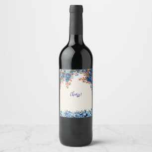 Étiquette Pour Bouteilles De Vin Foral bleu