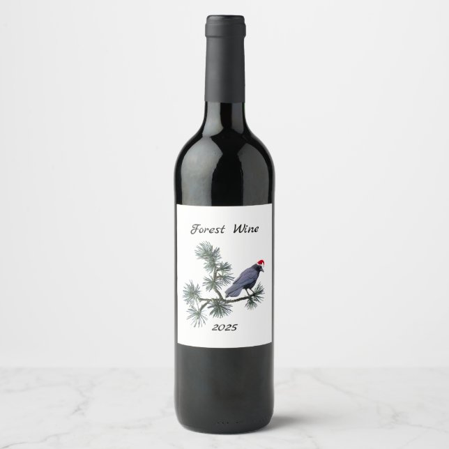 Étiquette Pour Bouteilles De Vin Forest Santa Crow Wine Labels (Devant)